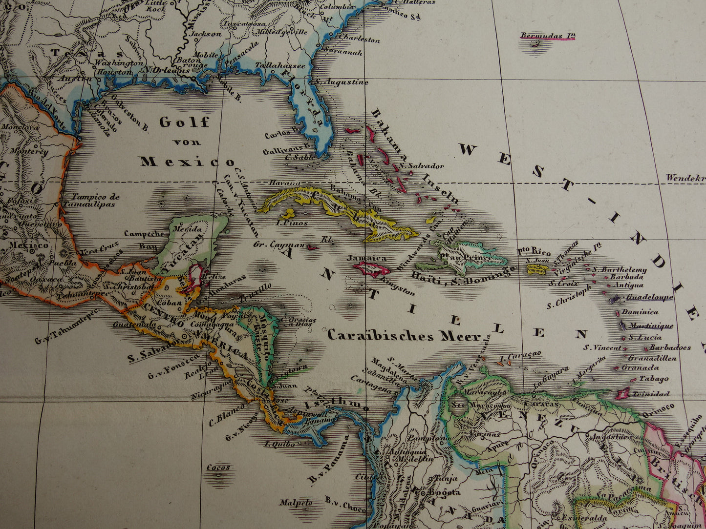 Large old map of North and South America in 1859 original antique German map USA Patagonia Canada vintage poster continent