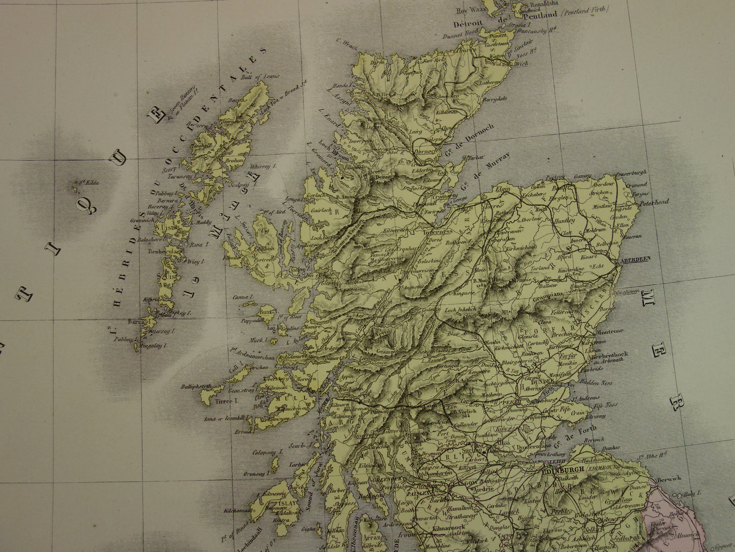 Large antique map of GREAT BRITAIN and IRELAND 130+ year old French map vintage poster with year/date
