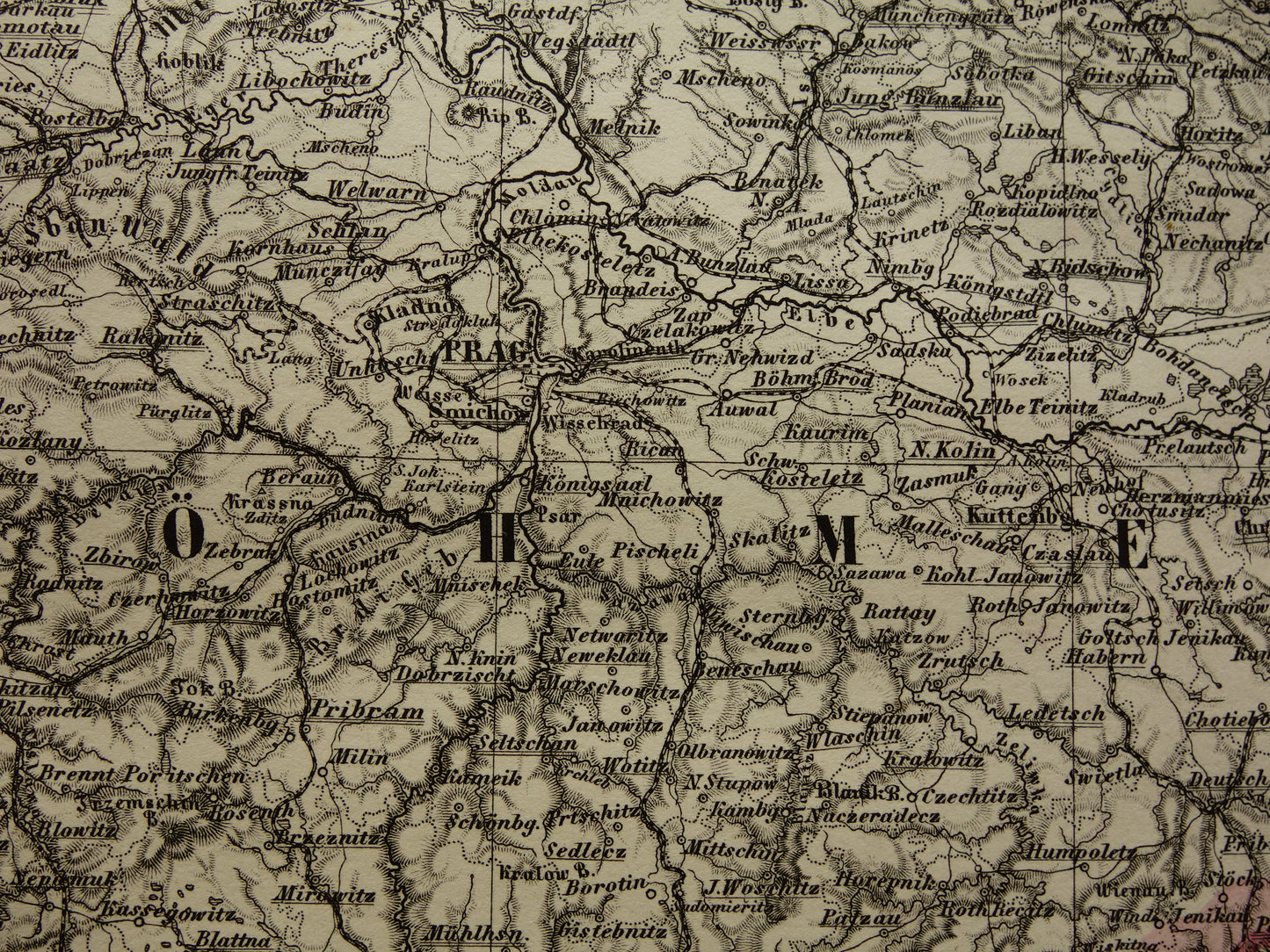 CZECH REPUBLIC old map of Czechia Large original antique map of Bohemia and Moravia in 1877