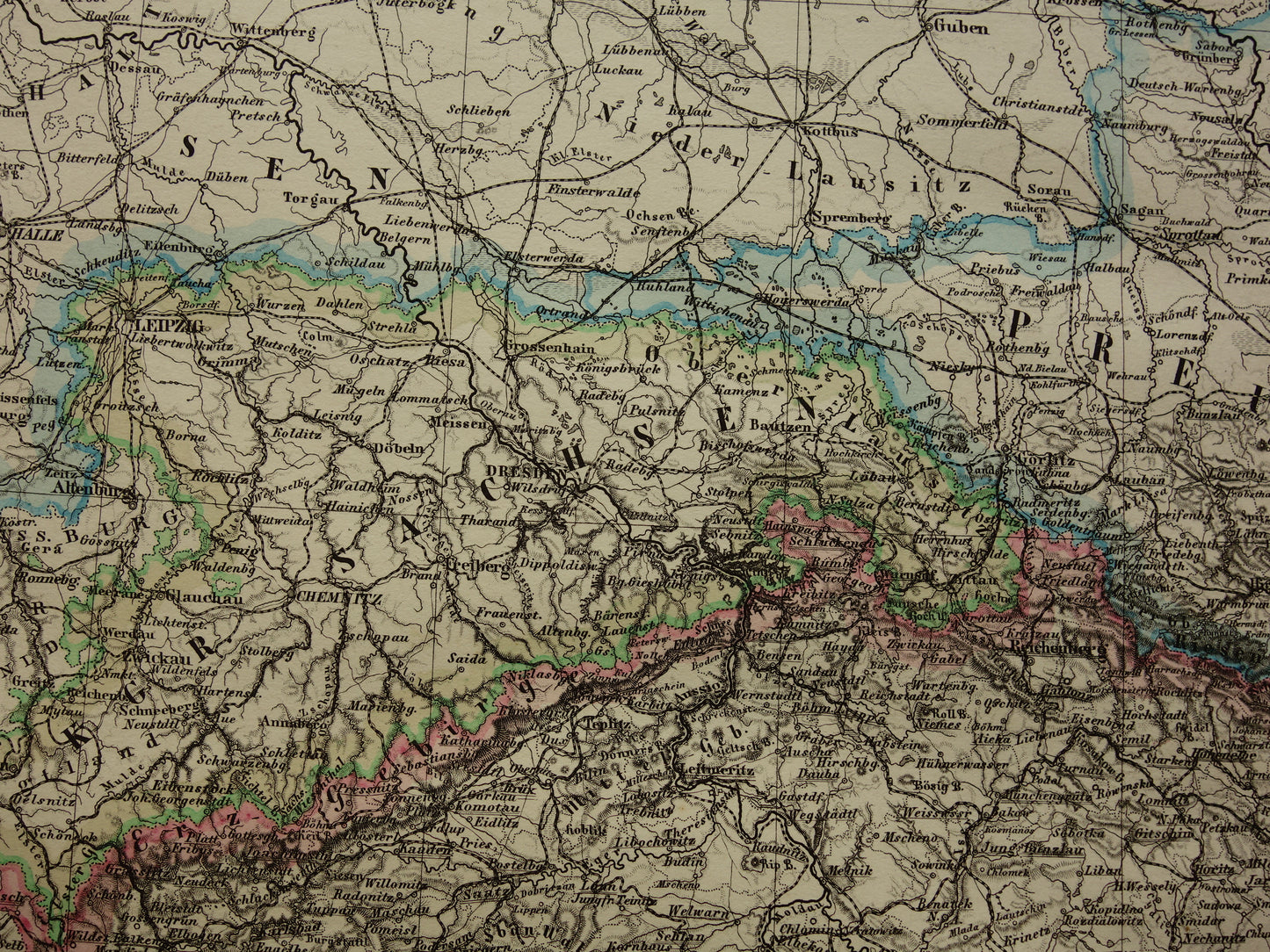 CZECH REPUBLIC old map of Czechia Large original antique map of Bohemia and Moravia in 1877