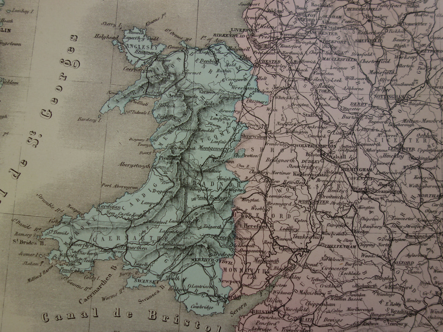 Large antique map of GREAT BRITAIN and IRELAND 130+ year old French map vintage poster with year/date