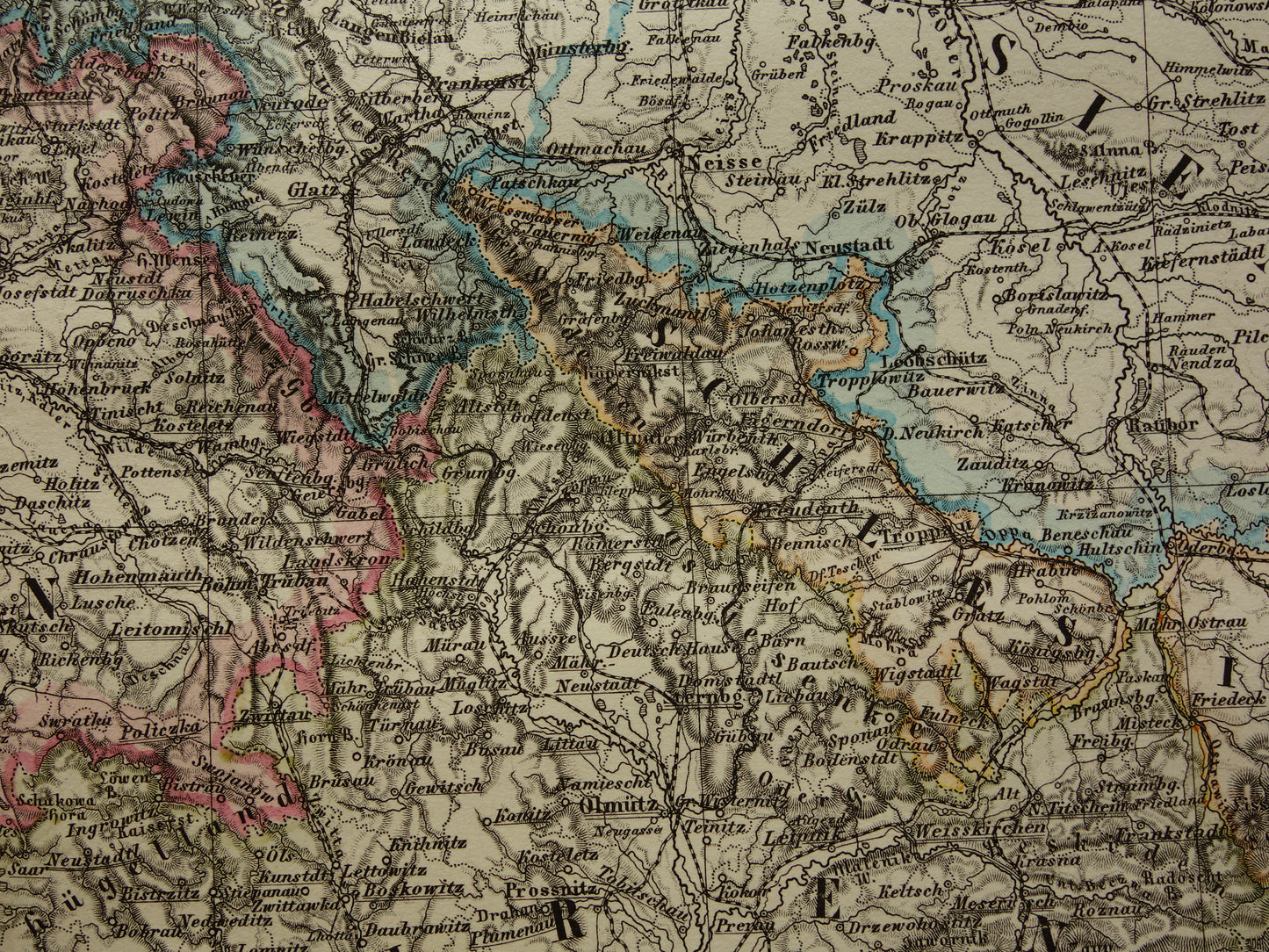CZECH REPUBLIC old map of Czechia Large original antique map of Bohemia and Moravia in 1877