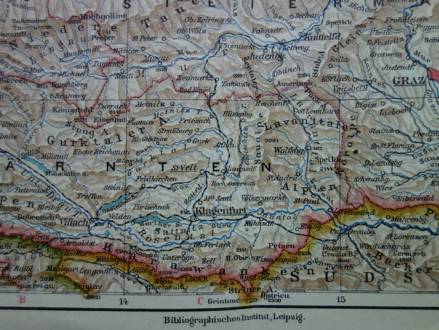 AUSTRIA old map of Austria with Vienna Linz Graz Salzburg in 1926 Detailed vintage map Tyrol