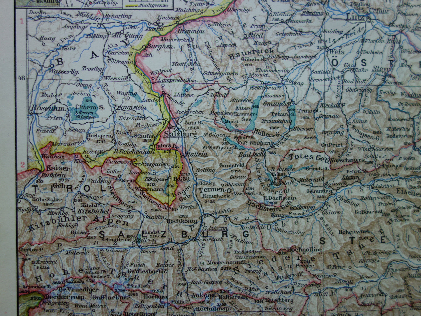 AUSTRIA old map of Austria with Vienna Linz Graz Salzburg in 1926 Detailed vintage map Tyrol