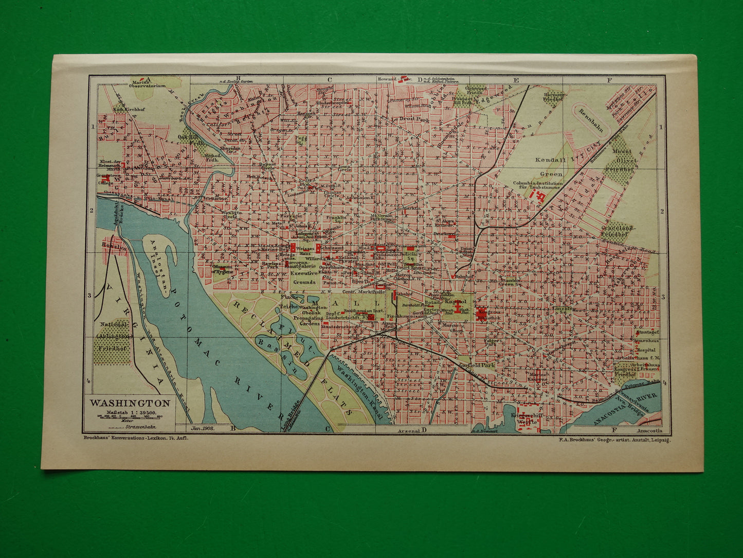 WASHINGTON old map of Washington DC antique small map USA vintage maps with date