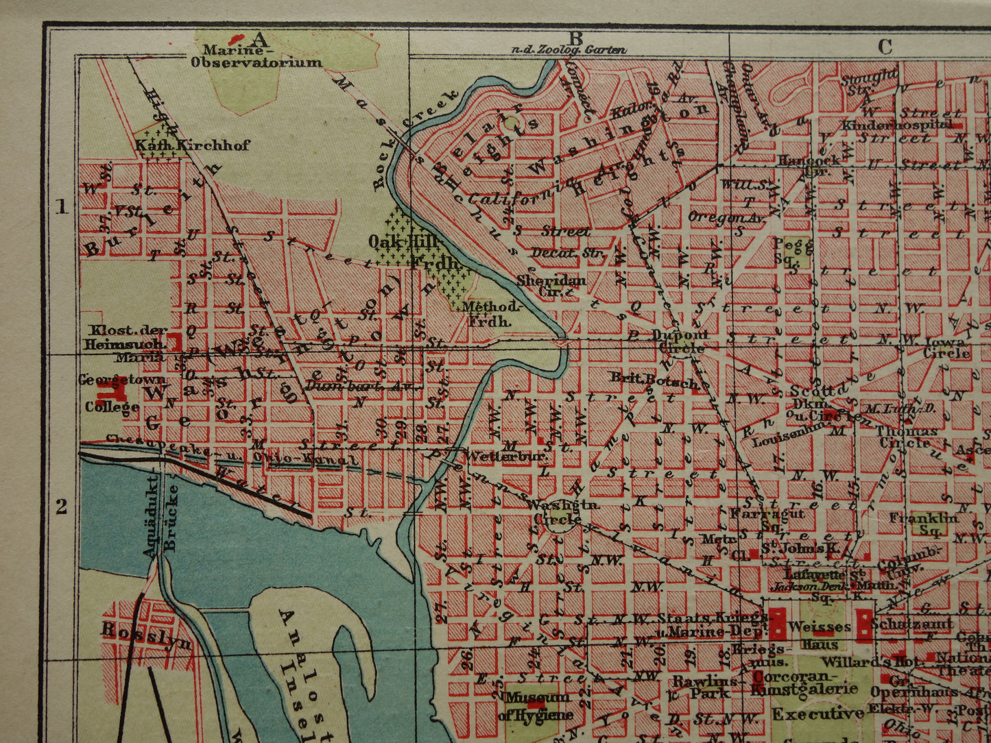 WASHINGTON old map of Washington DC antique small map USA vintage maps with date