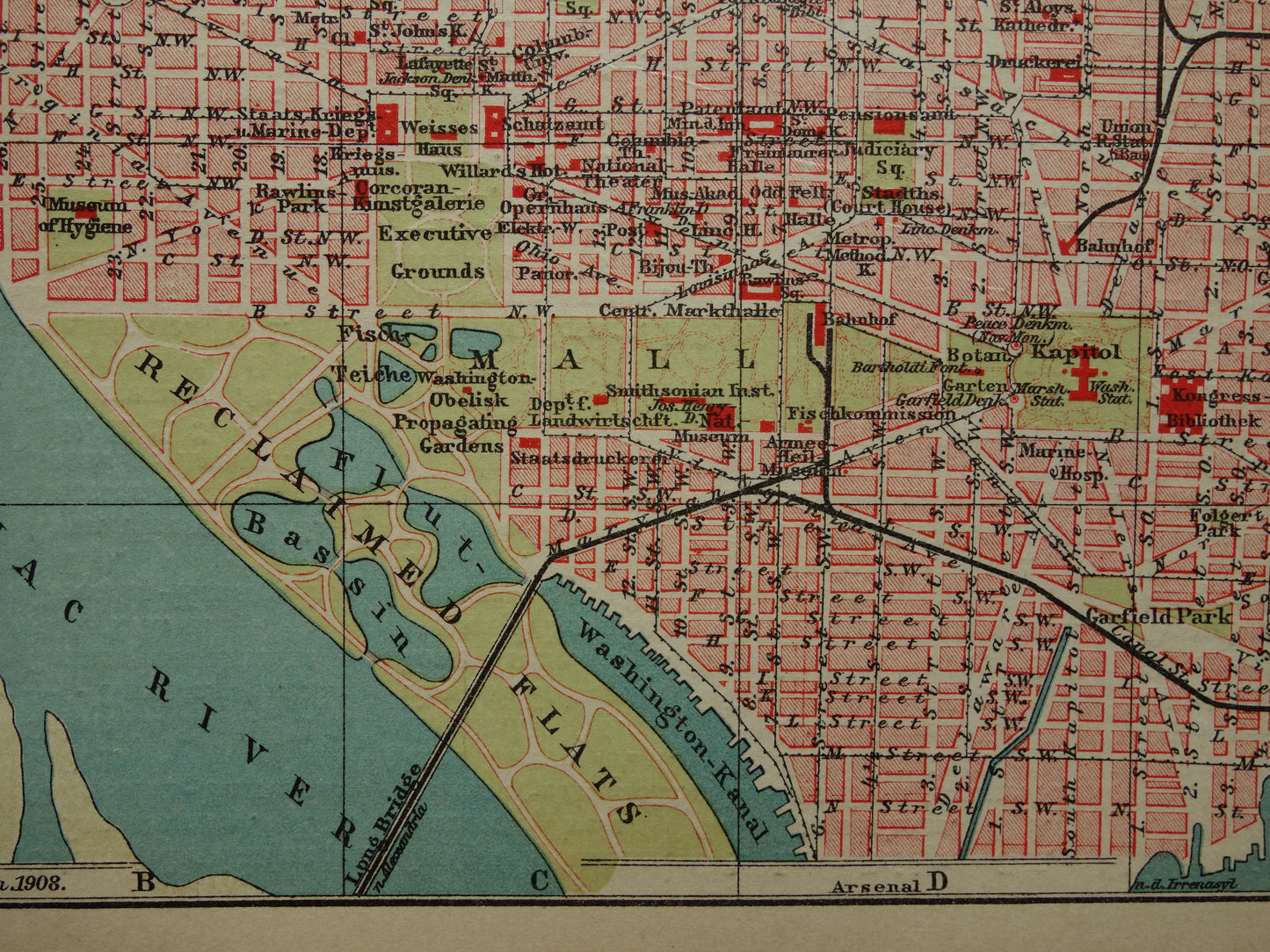 WASHINGTON old map of Washington DC antique small map USA vintage maps with date