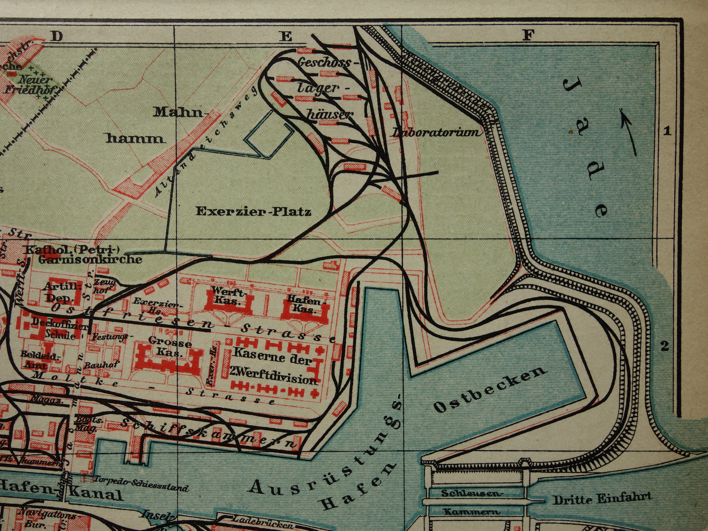 WILHELMSHAVEN antique map small original old map Wilhelmshaven Germany vintage maps with date
